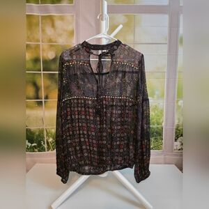Blank London Boho Sheer Embellished Top | Size XS Oversized